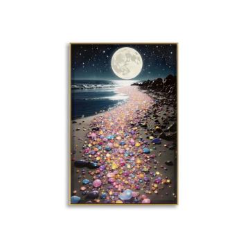 Stampa decorata su tela laccata c/cornice colors -a- cm 60x3,5x90