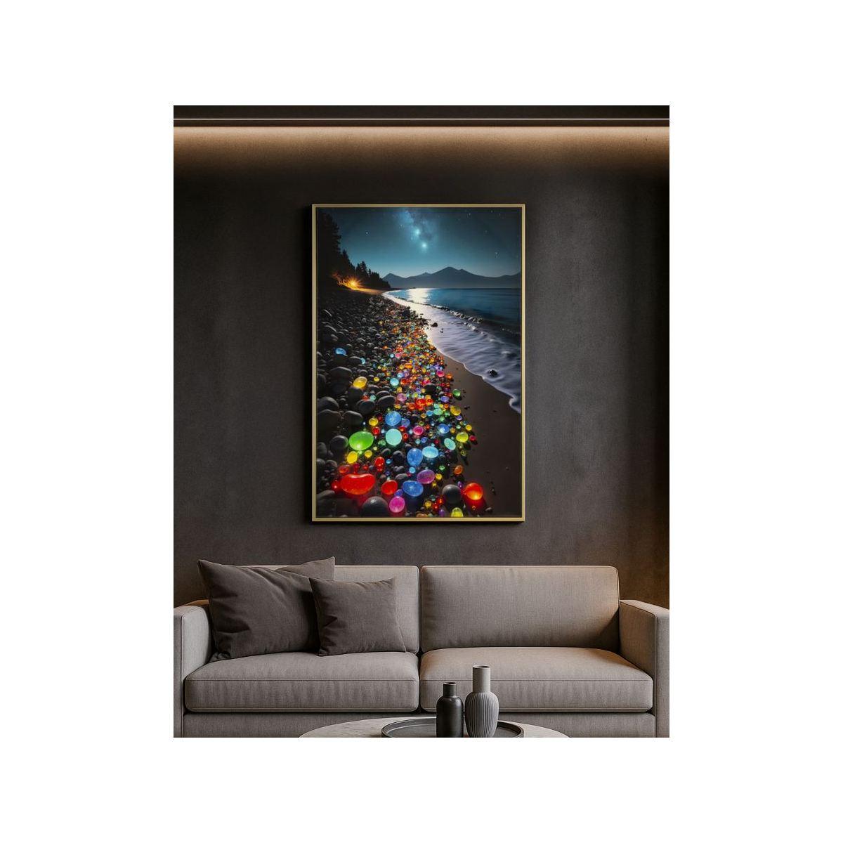 Stampa decorata su tela laccata c/cornice colors -b- cm 60x3,5x90