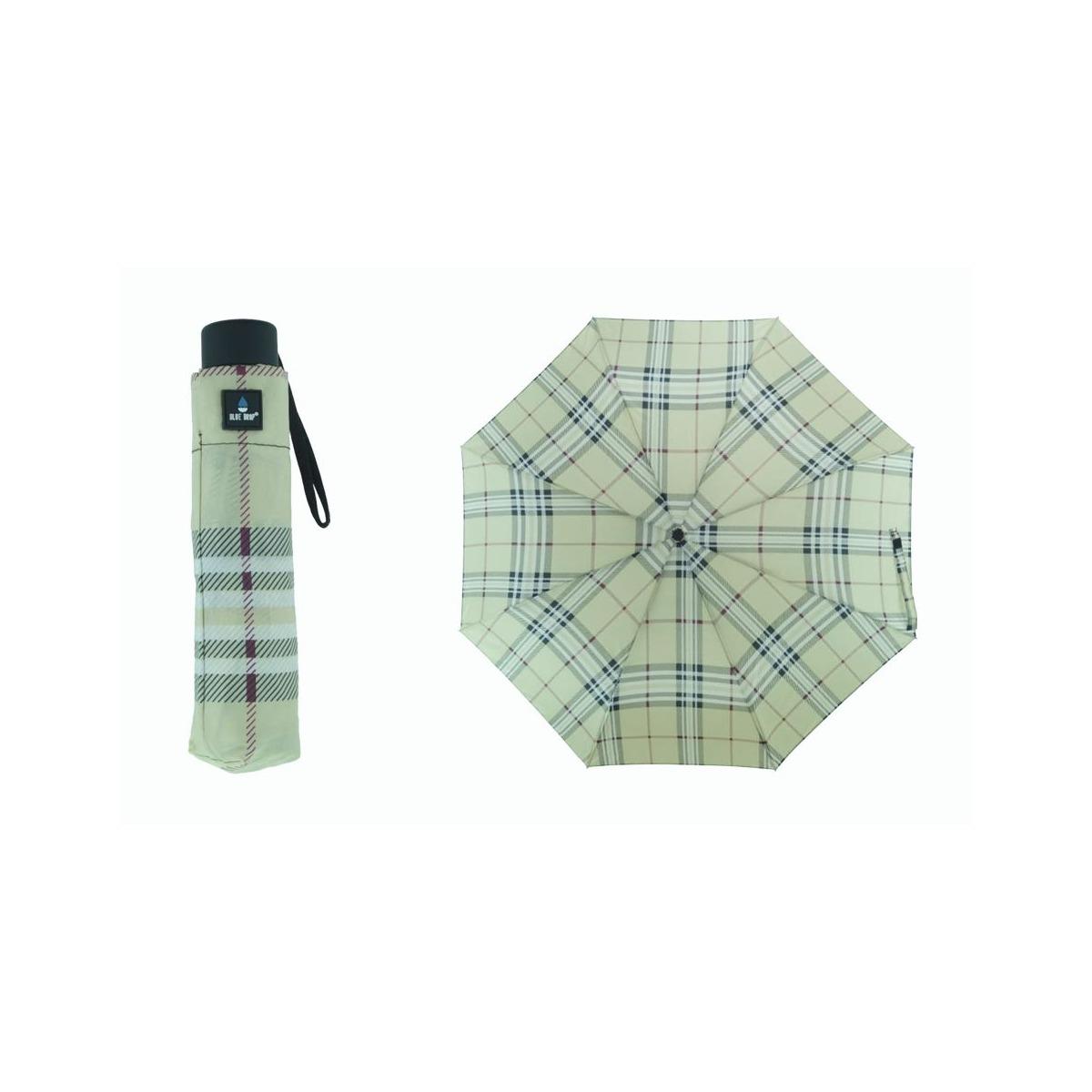 Ombrello manuale mini in poliestere fantasia scozzese Blue Drop