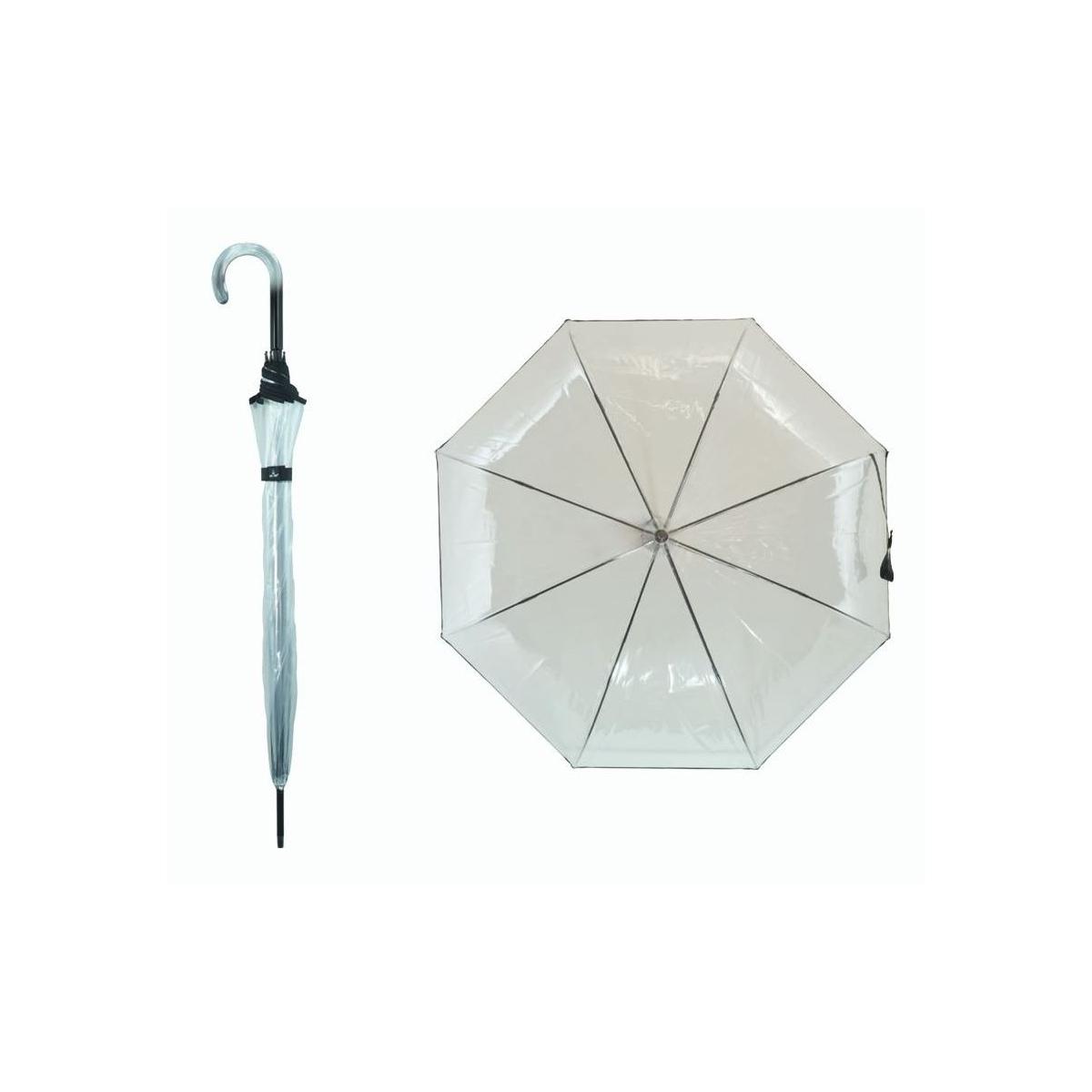 Ombrello manuale con cupola trasparente e fusto nero Blue Drop
