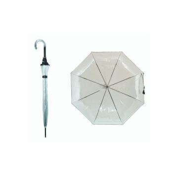 Ombrello manuale con cupola trasparente e fusto nero Blue Drop