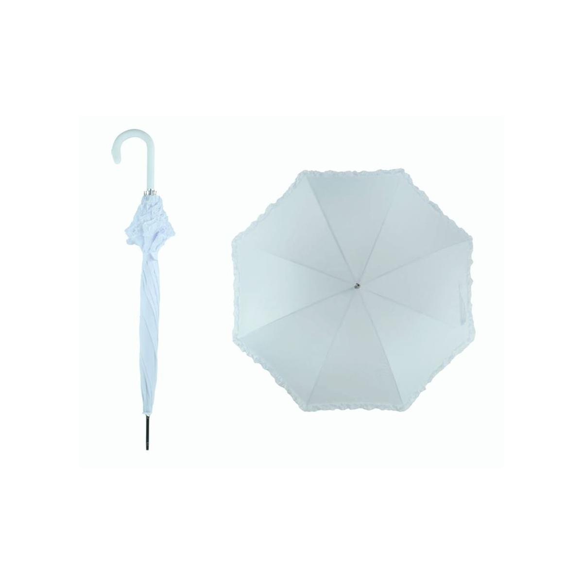 Ombrello in poliestere manuale sposa bianco e fusto cromato Blue Drop