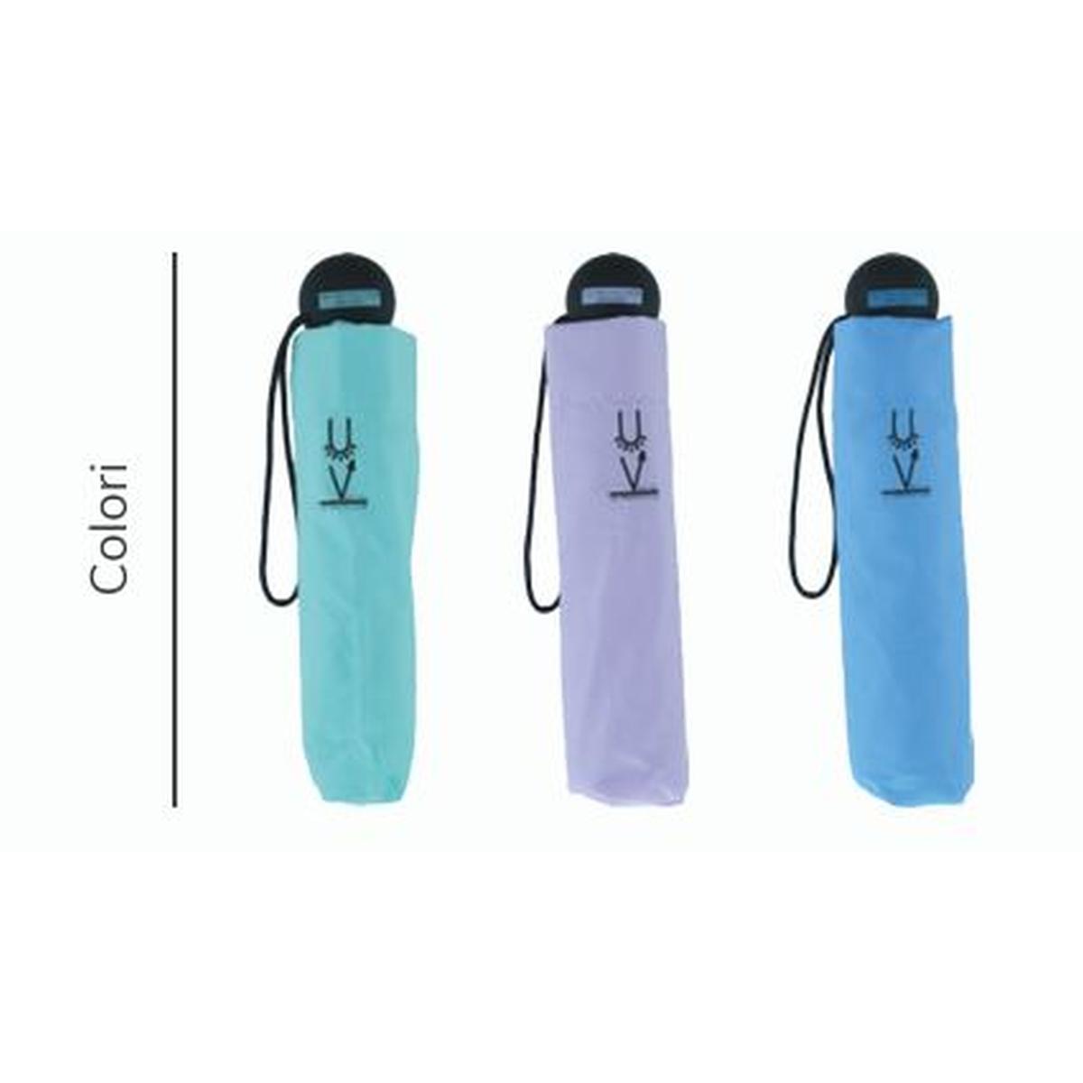 Ombrello manuale mini tinta unita protezione dai raggi uv UPF50 Blue Drop