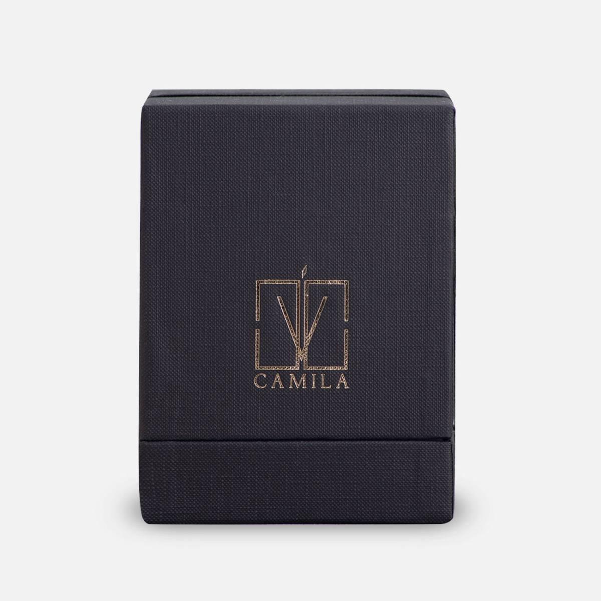 Candela profumata Velluto 140 gr. nero tappo oro uva e vino 7,5x h.8 cm Camila