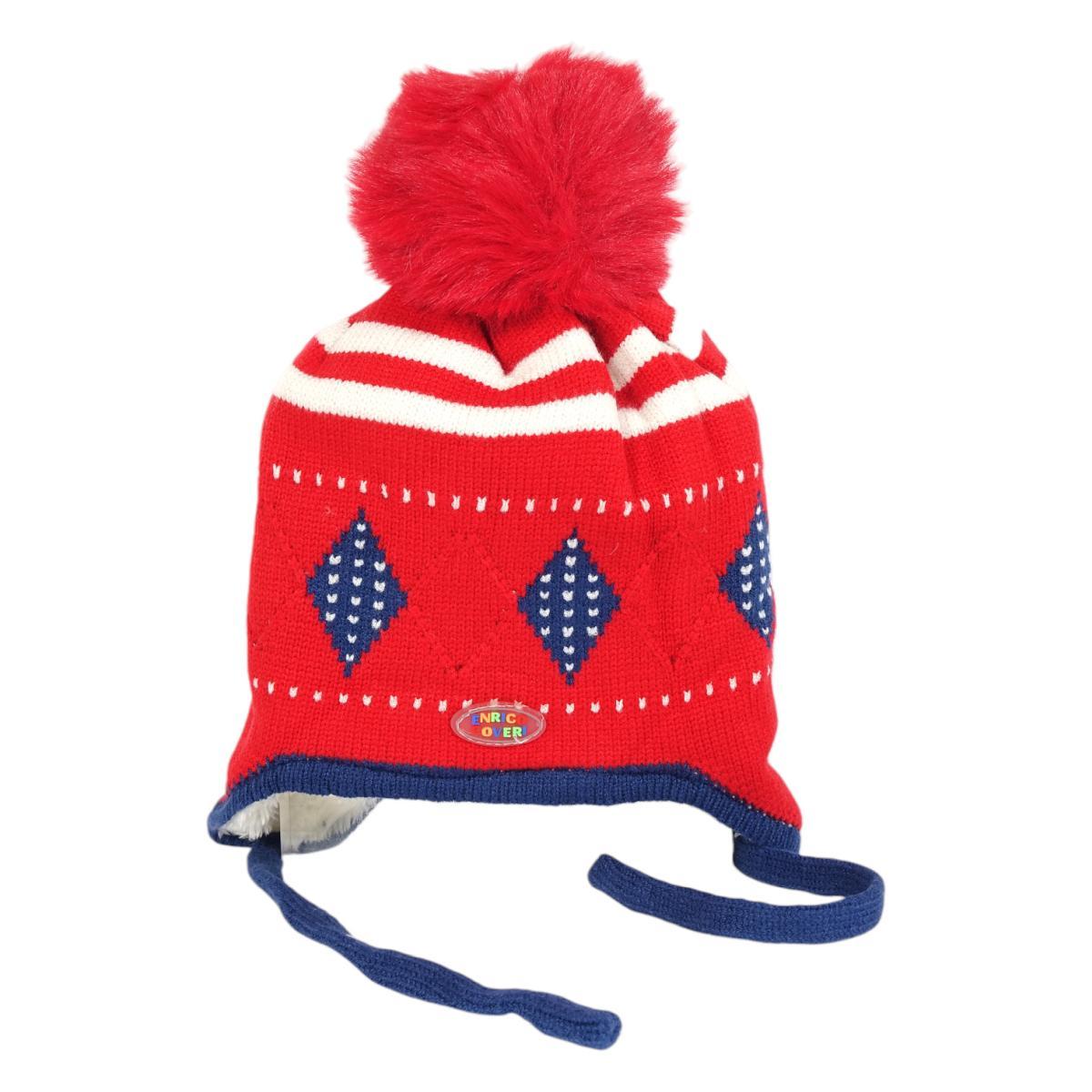 Set bimbo coordinato sciarpa e berretto peruviano in acrilico e viscosa motivo a rombi Enrico Coveri