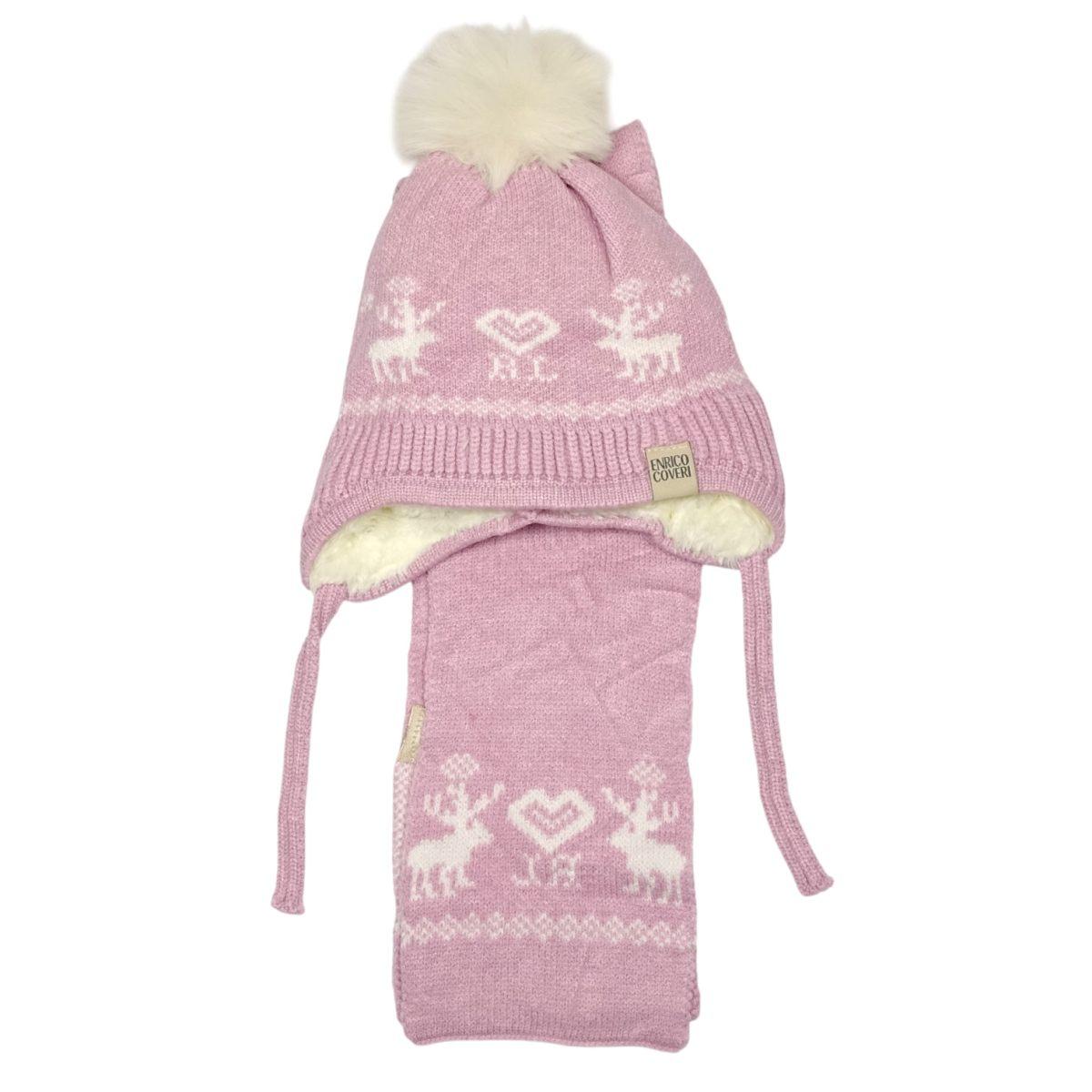Set bimbo coordinato sciarpa e berretto in acrilico e viscosa Enrico Coveri