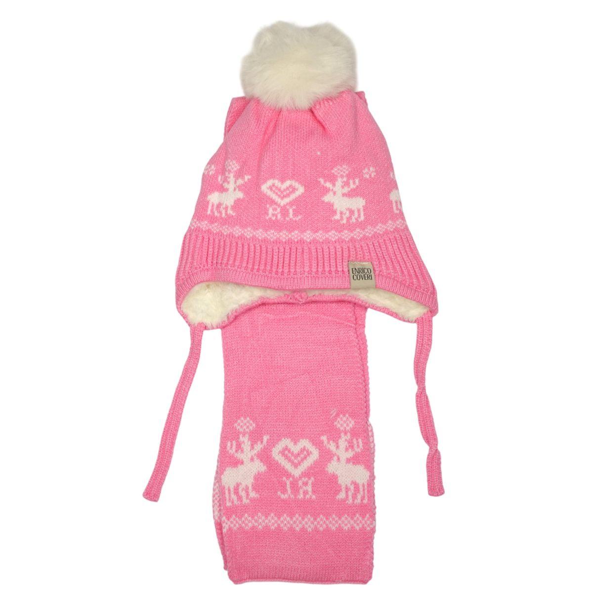 Set bimbo coordinato sciarpa e berretto in acrilico e viscosa Enrico Coveri