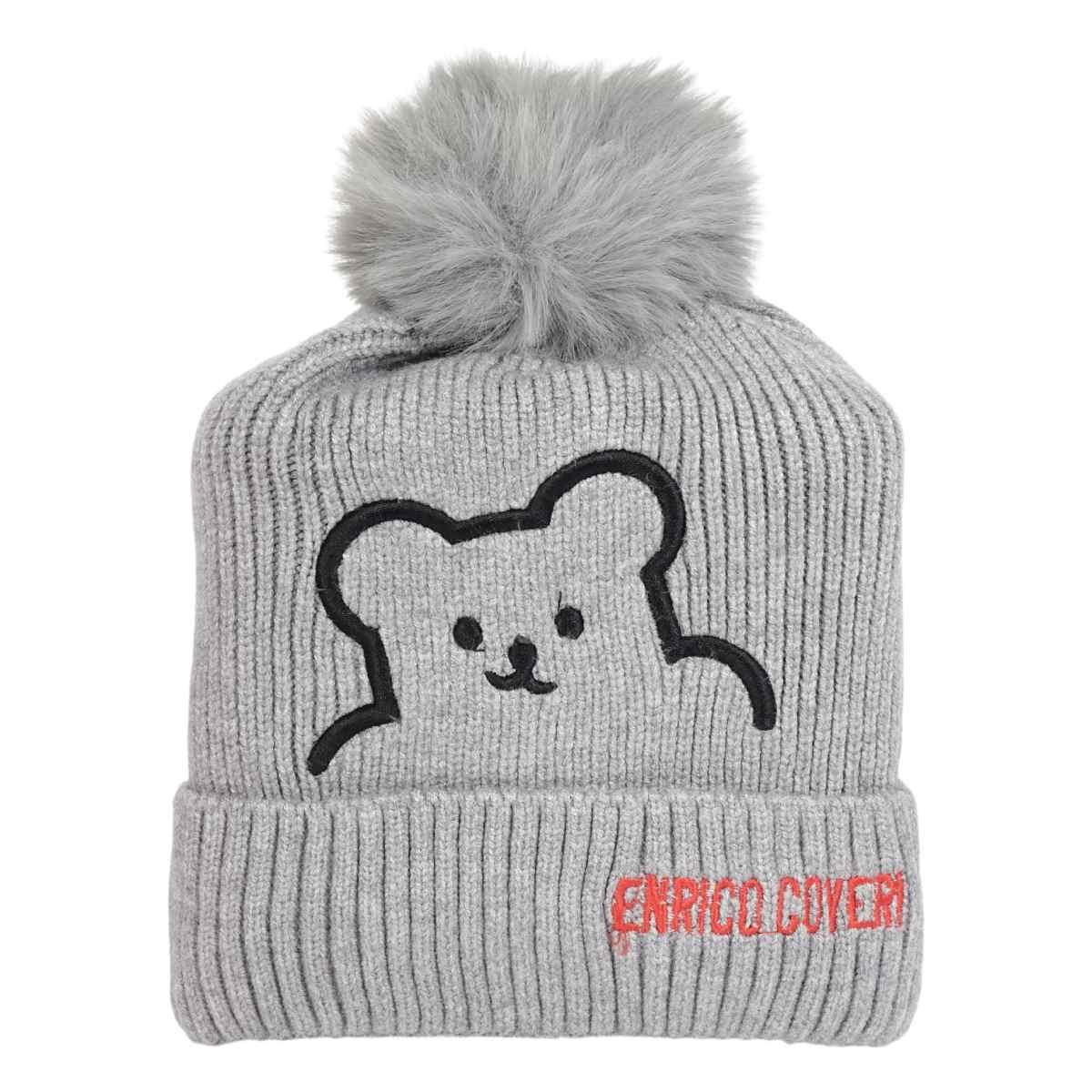 Set bimbo coordinato sciarpa e berretto in acrilico orsetto ricamato Enrico Coveri