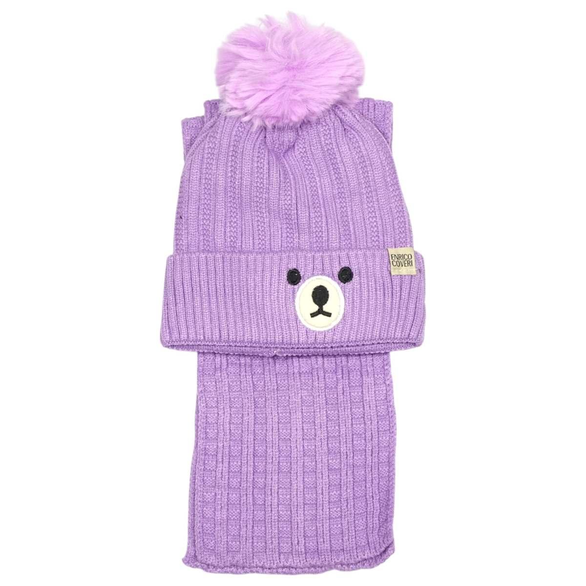 Set bimbo coordinato sciarpa e berretto in acrilico orsetto Enrico Coveri