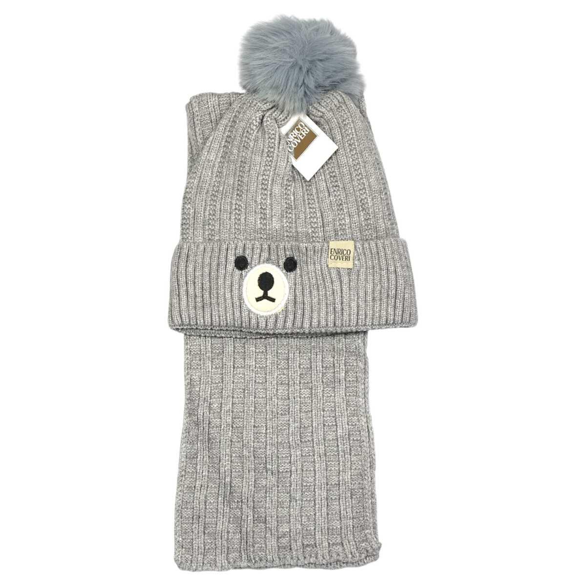 Set bimbo coordinato sciarpa e berretto in acrilico orsetto Enrico Coveri