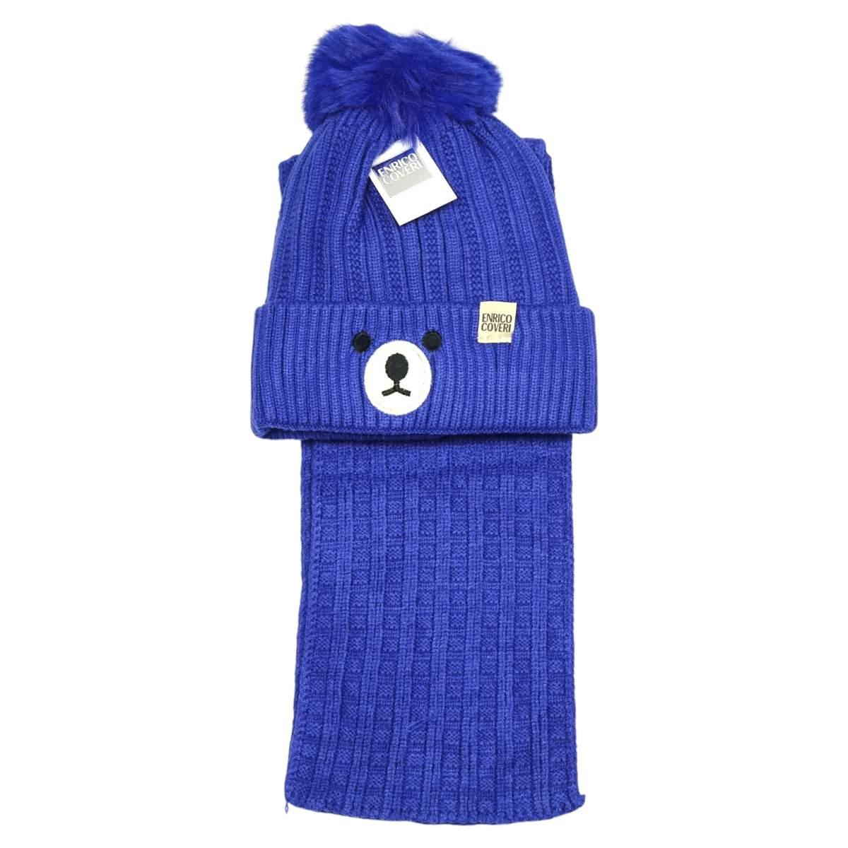 Set bimbo coordinato sciarpa e berretto in acrilico orsetto Enrico Coveri