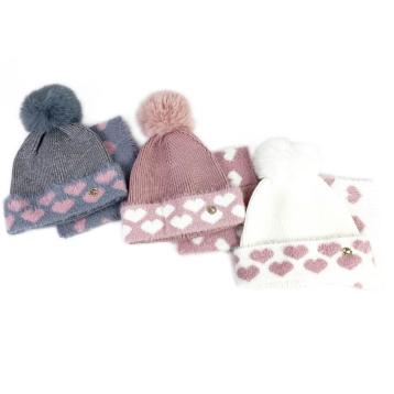 Completino bimba sciarpa e berretto mille cuori Le Kikke