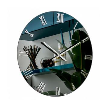 Orologio da parete in vetro temperato specchiato colore fumè diametro 60 cm