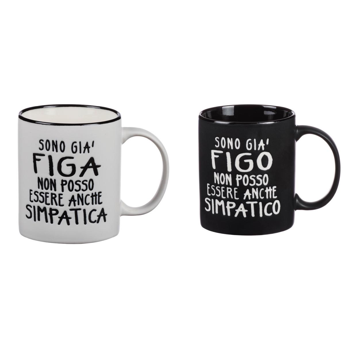 Tazza mug in porcellana scritte divertenti 340 ml d.8x h.9,5 cm