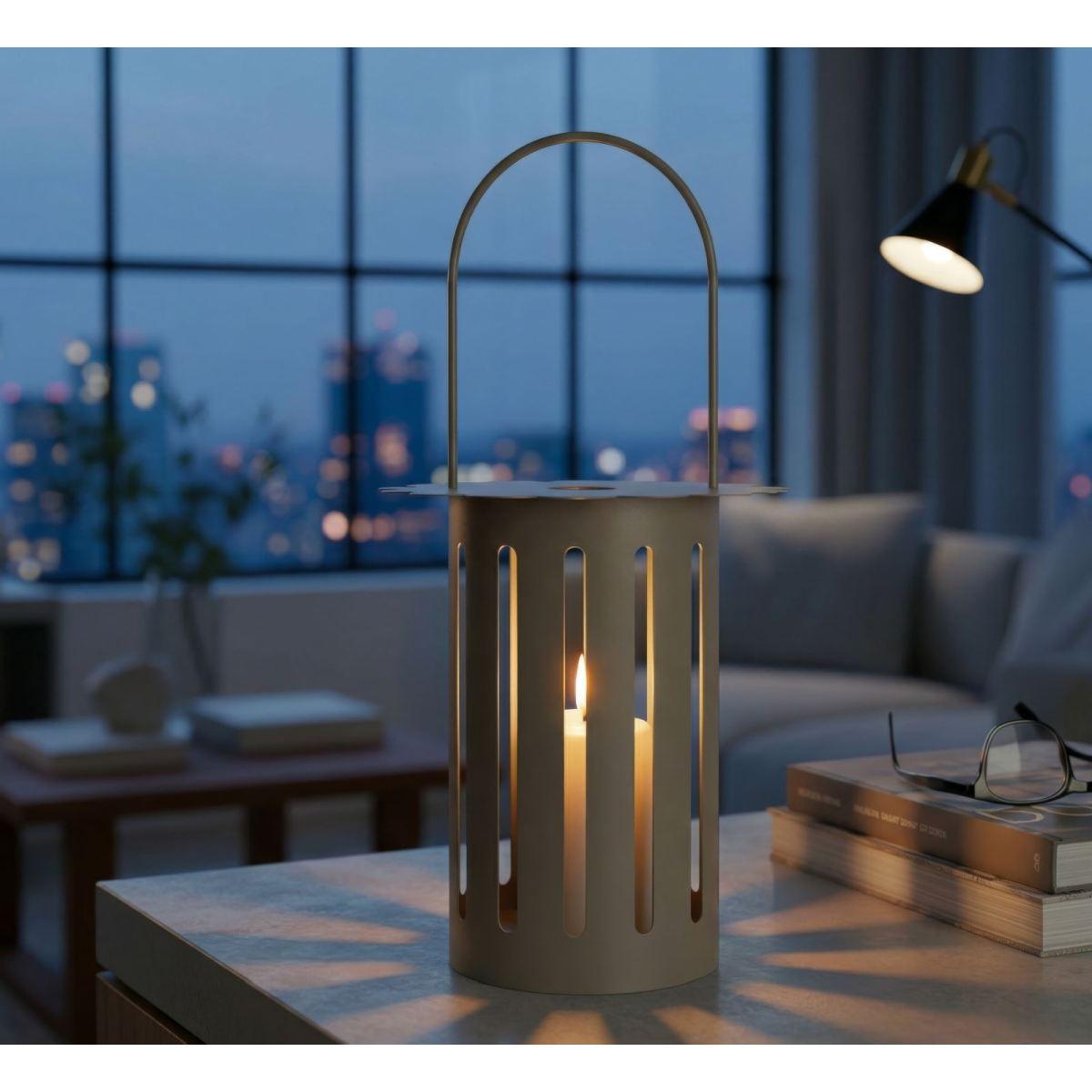 Lanterna saturno tortora cm Ø 24x43