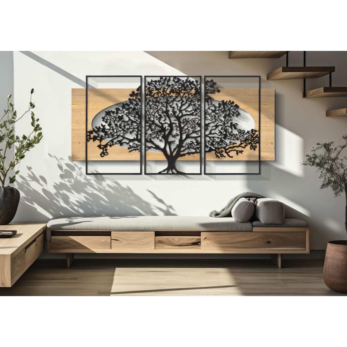 Pannello da muro tree ferro e wood set 3pz cm 176x2x90 (63x2x90-50x2x90)