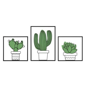 Pannello da muro cactus set 3pz 33x1,3x46,5-33x1,3x33