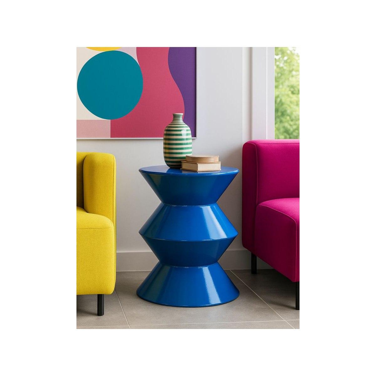 Tavolinetto in metallo zag blu cm Ø 37,5x45