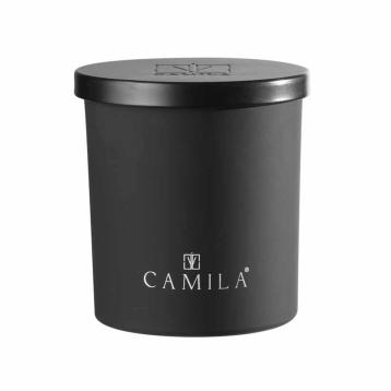 Candela profumata Capri Lux 140 gr. nero opaco liquirizia  7,5 x h.8 cm Camila<br />