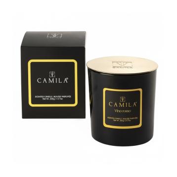 Candela profumata 200 gr d.9 x h.9 cm nero fragranza vino rosso Camilia