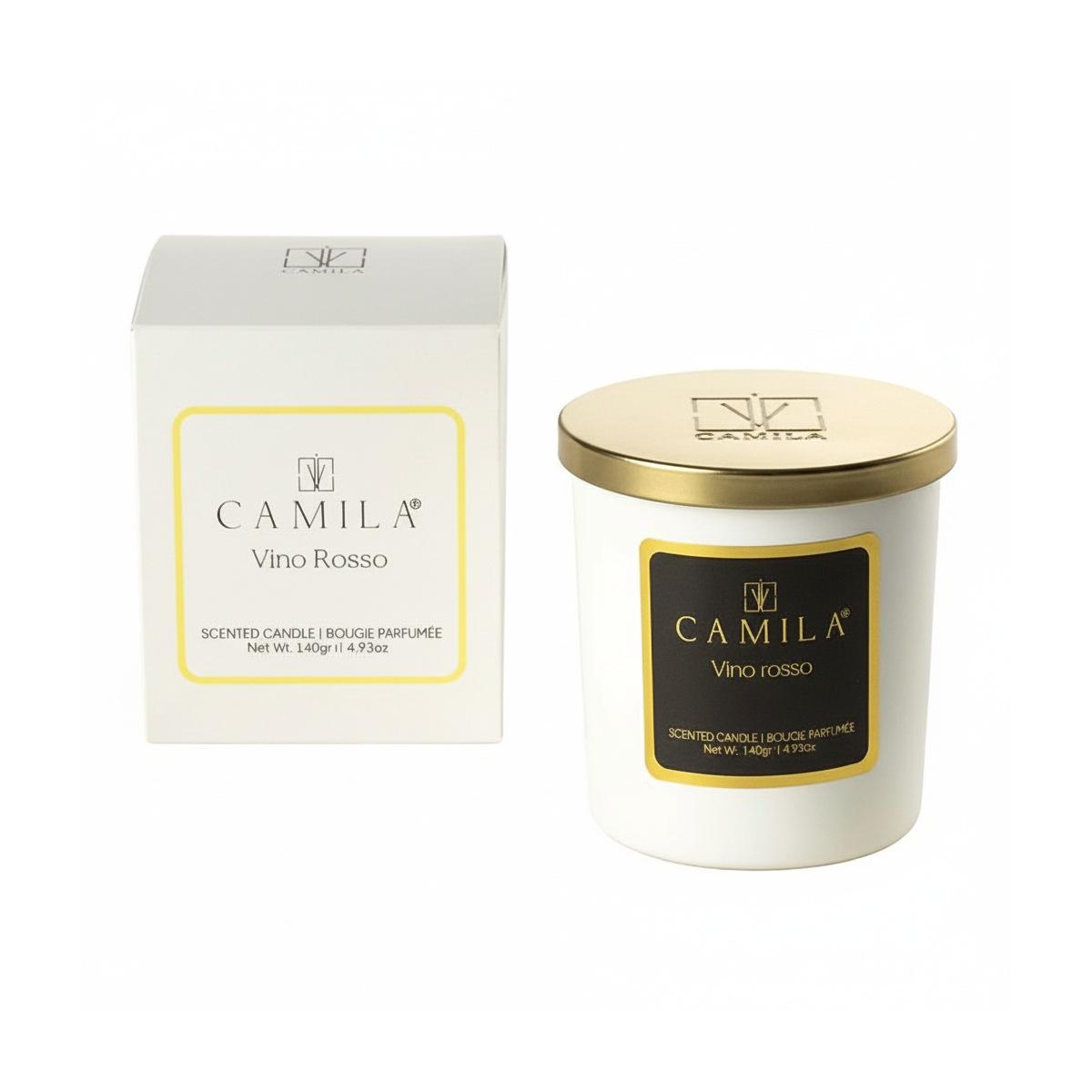 Candela profumata 140 gr d.7,5 x h.8 cm fraganza vino rosso Camilia