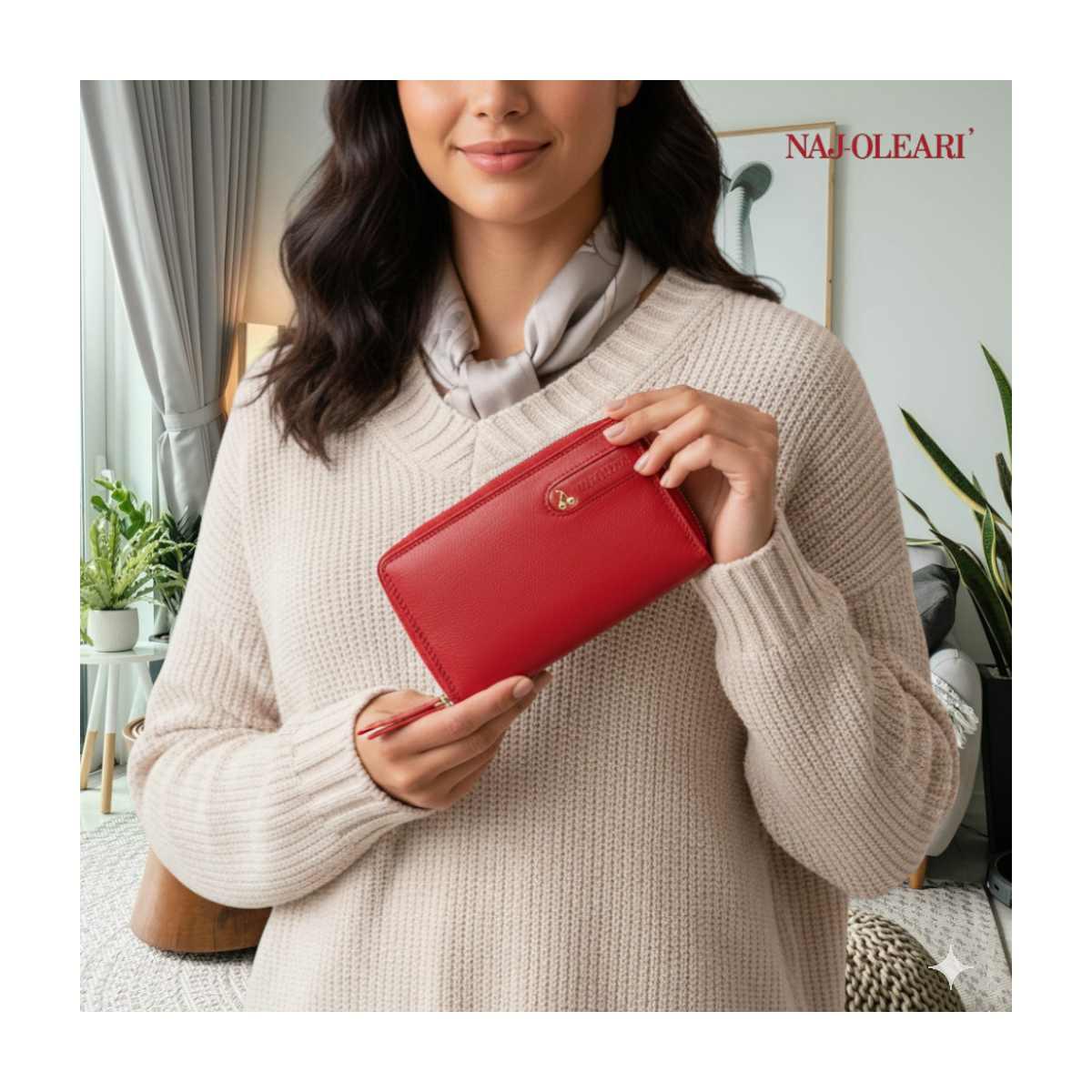 Portafoglio donna in pelle 2 cerniere Naj-Oleari