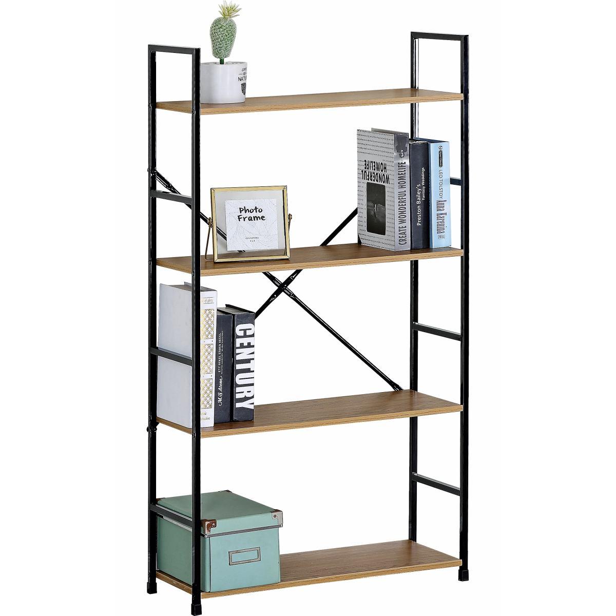 Mensoliera in acciaio con 4 ripiani in mdf 59x24x h.112 cm