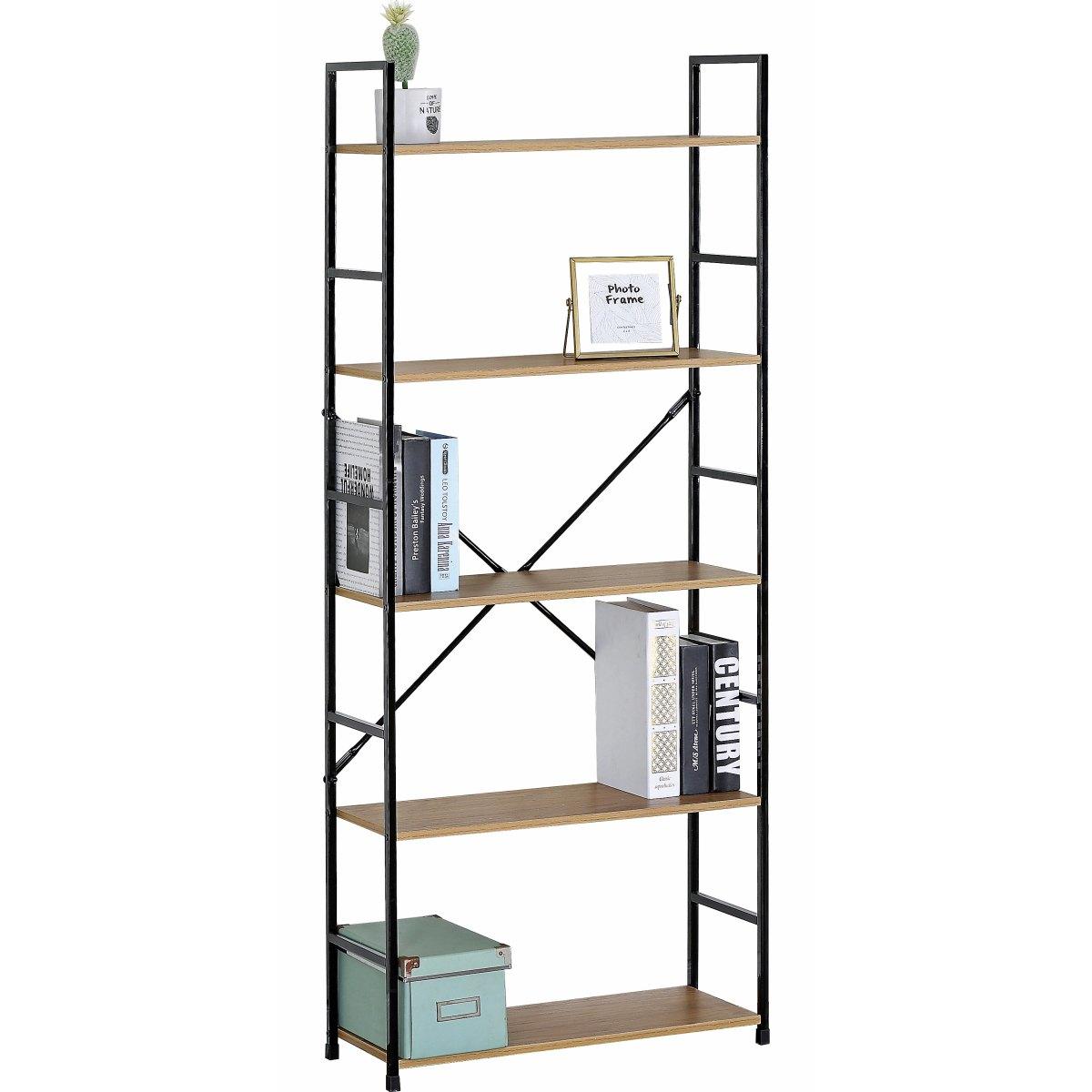 Mensoliera in acciaio con 5 ripiani in mdf 59x24x h.114 cm