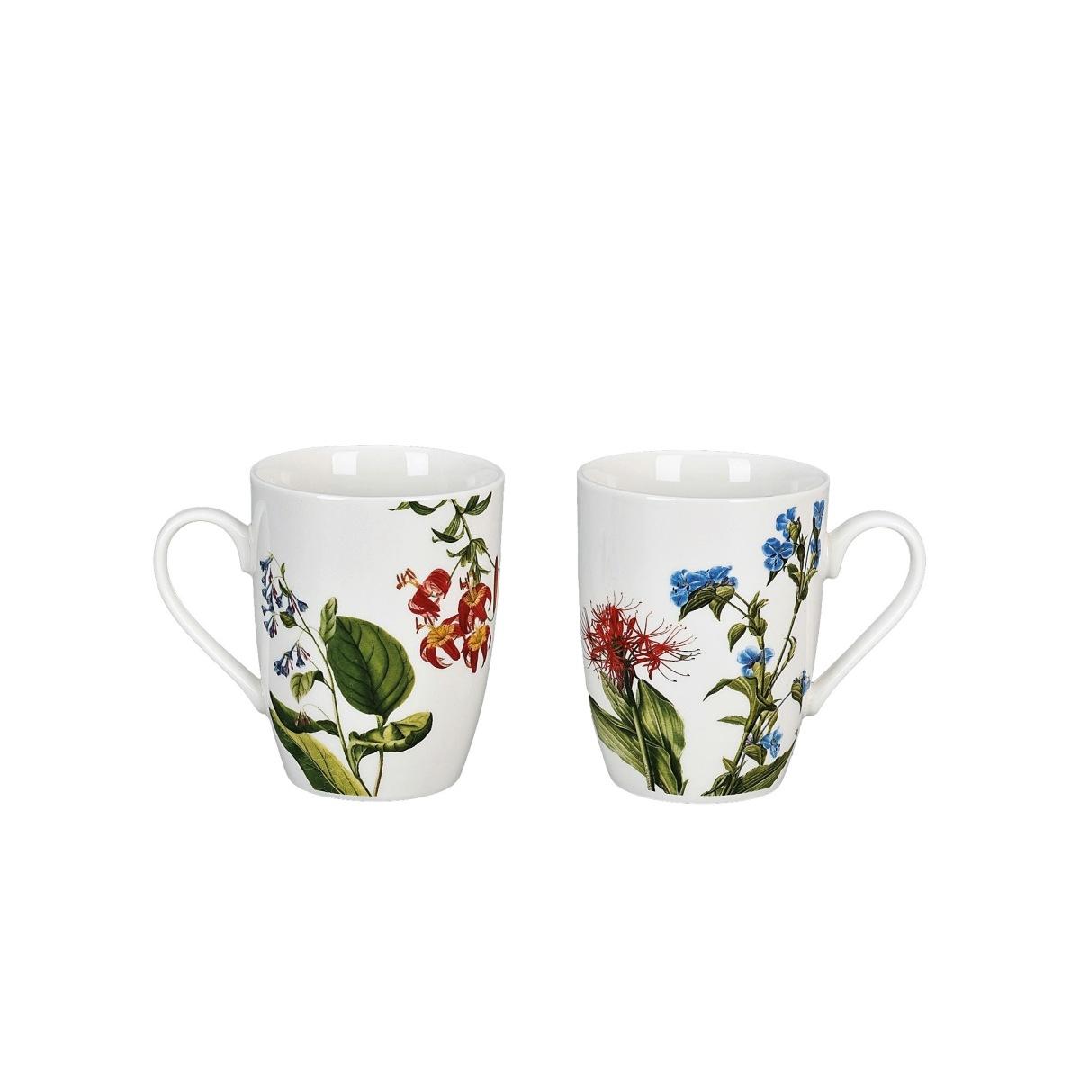 Set 2 tazze mug in porcellana decorata linea Laila 360ml d.8x h.11 cm