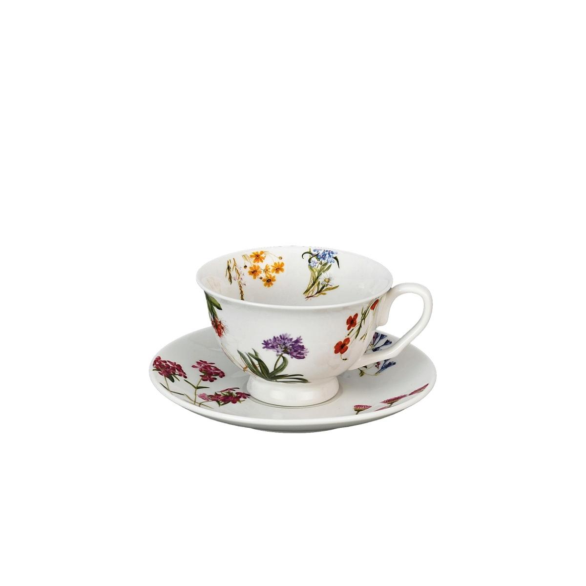 Tazza da tè con piattino in porcellana decorata linea Laila 200ml d.10x h.6 cm