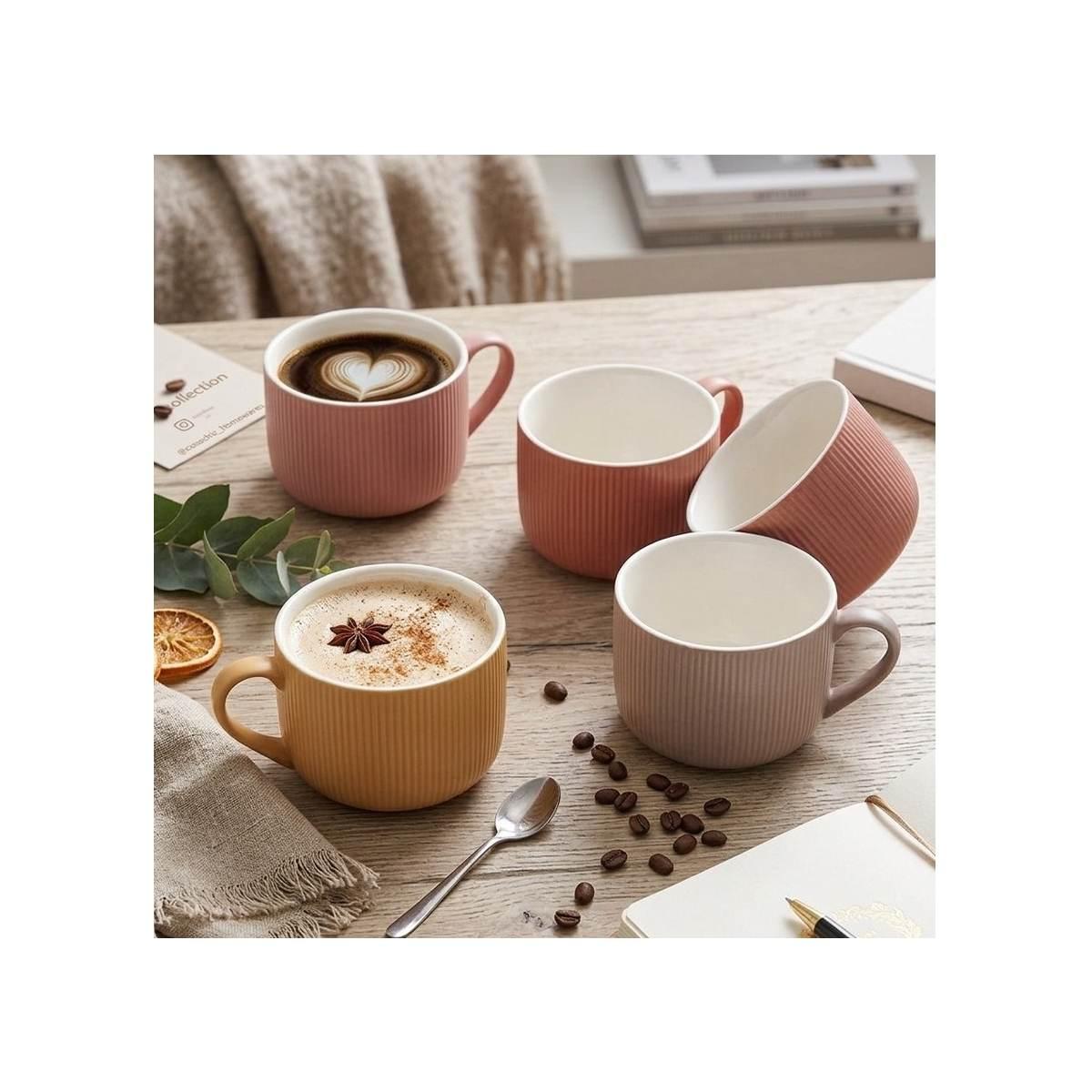 Tazza Jumbo in porcellana tinta unita rigato 700ml d.12,5x h.8,5 cm