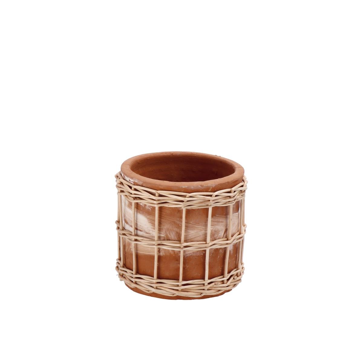 Vaso in ceramica e salice rodri d.13x h.13 cm