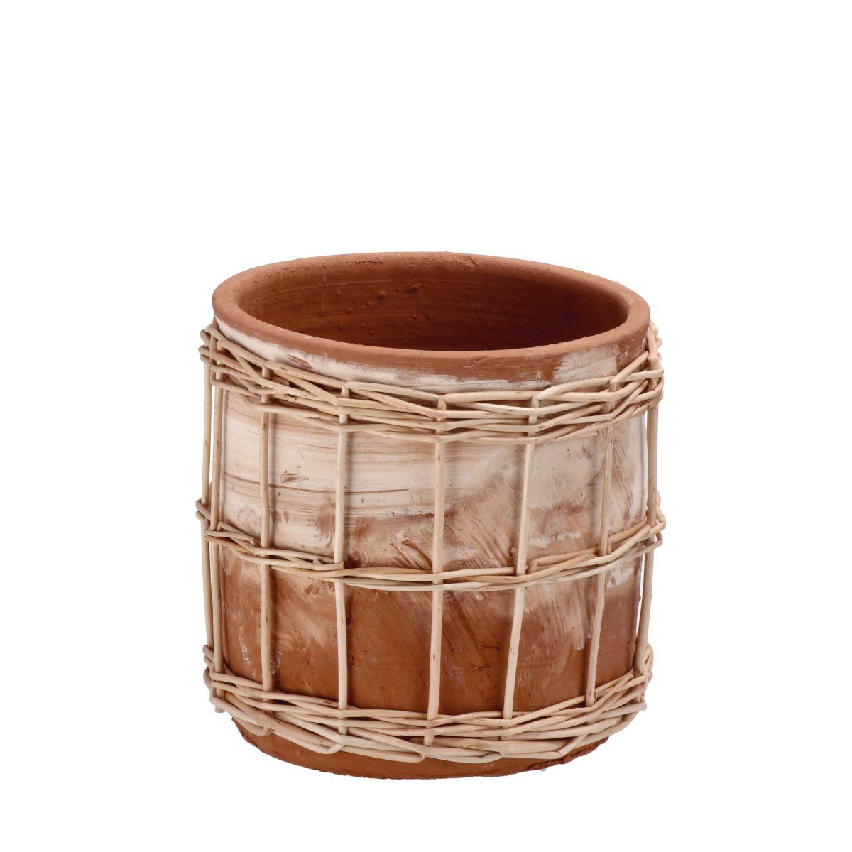 Vaso in ceramica e salice rodri d.20x h.20 cm