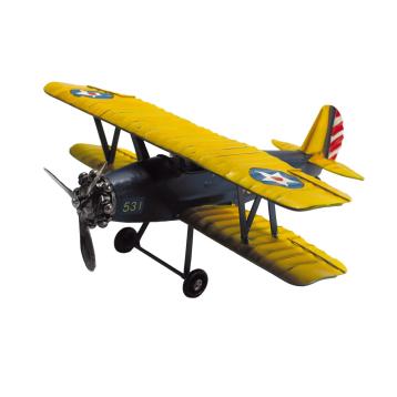 Decorazione in ferro 3d modello aeroplano ad elica 33x33 h.13,5 cm