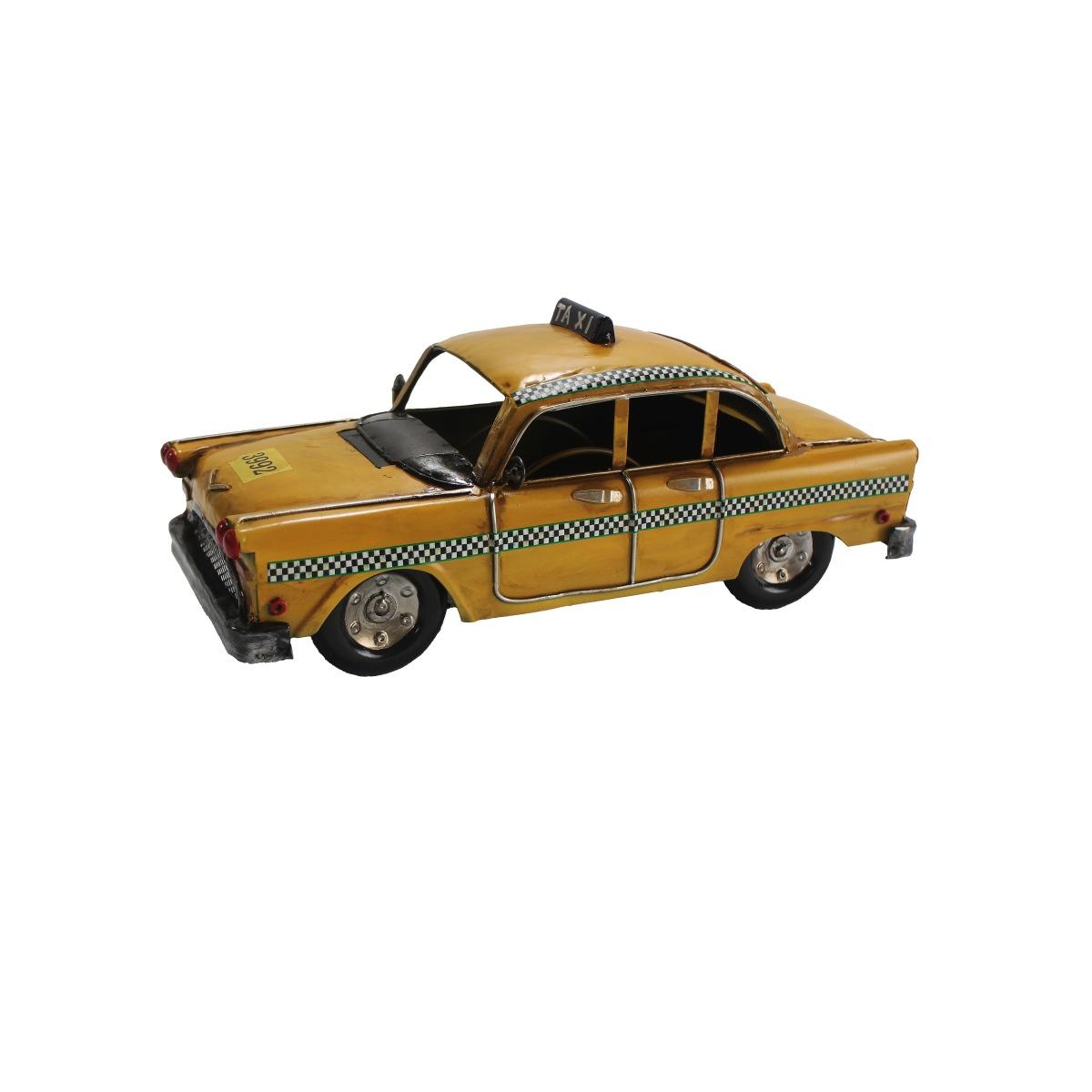 Decorazione in ferro 3D modello taxi anni 70 americano 33,5x14,5 h.12 cm