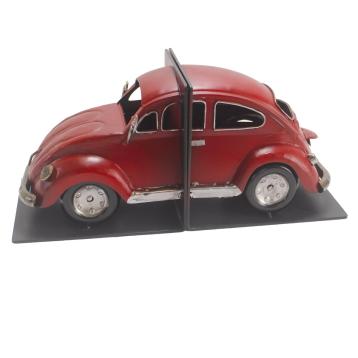 Set 2 reggilibri in ferro 3d modello auto d'epoca 16x14 h.14,5 cm