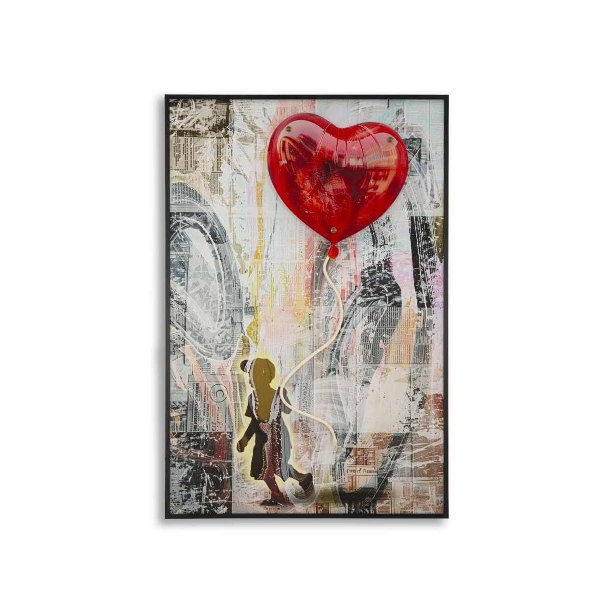 Stampa c/led su tela heart cm 60x3,5x90 (applicazione 3d acrilico)