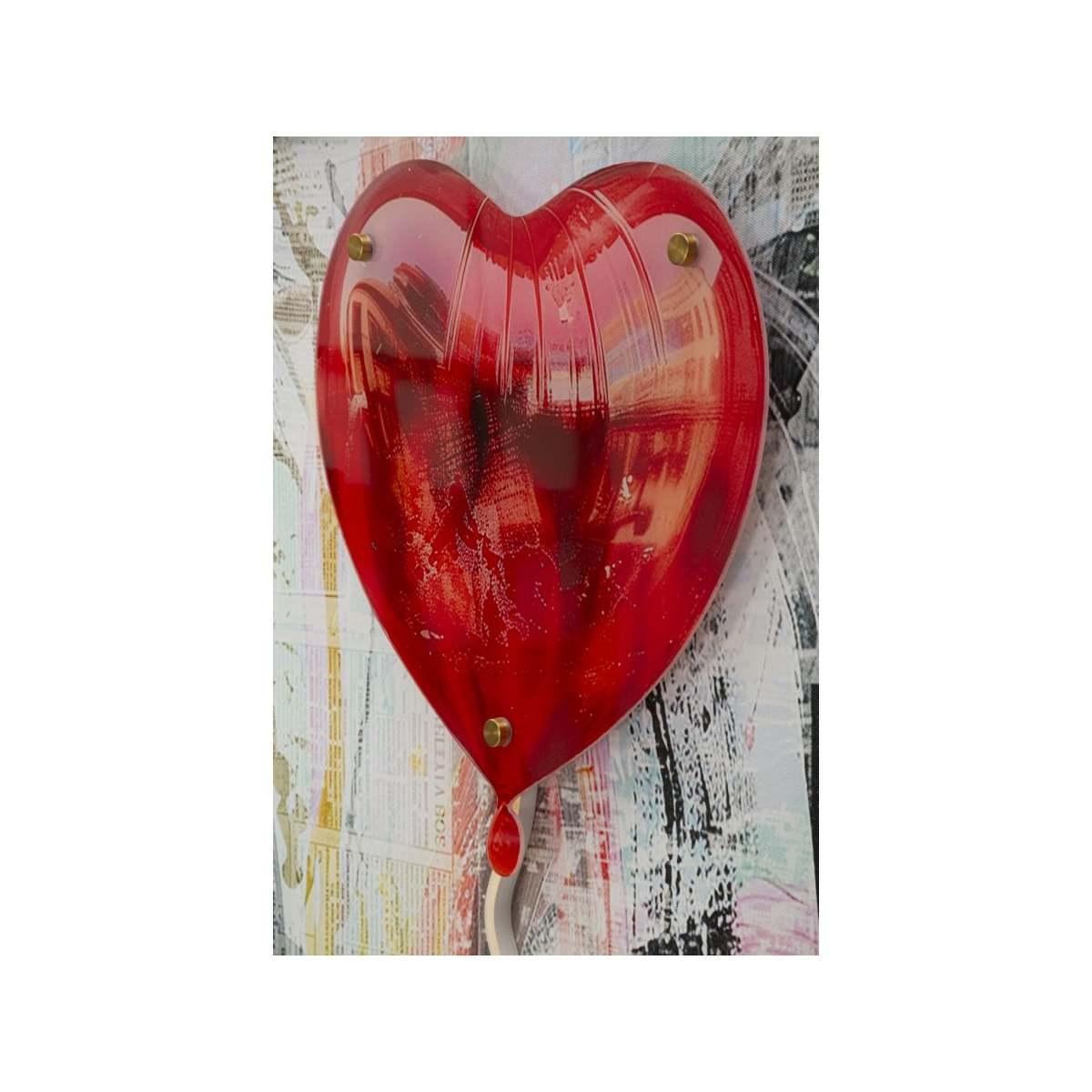 Stampa c/led su tela heart cm 60x3,5x90 (applicazione 3d acrilico)