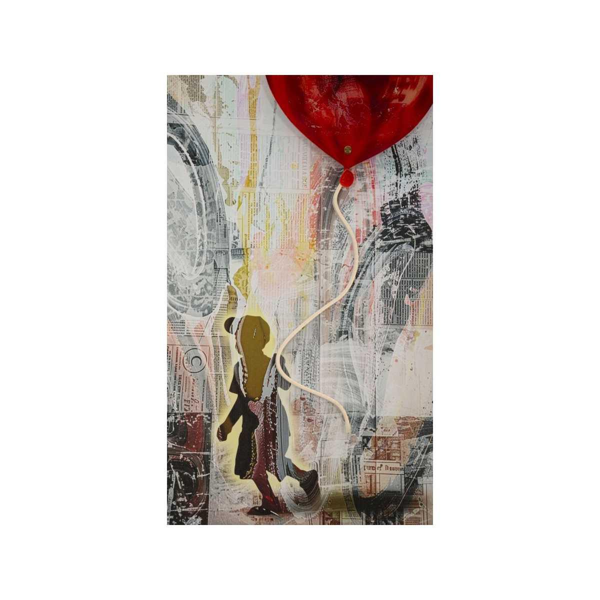 Stampa c/led su tela heart cm 60x3,5x90 (applicazione 3d acrilico)