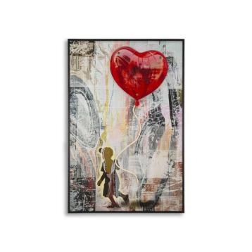 Stampa c/led su tela heart cm 60x3,5x90 (applicazione 3d acrilico)