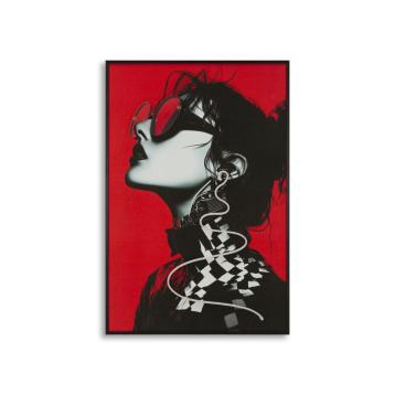 Stampa c/led su tela psyco -b- cm 60x3,5x90 (applicazione 3d acrilico)