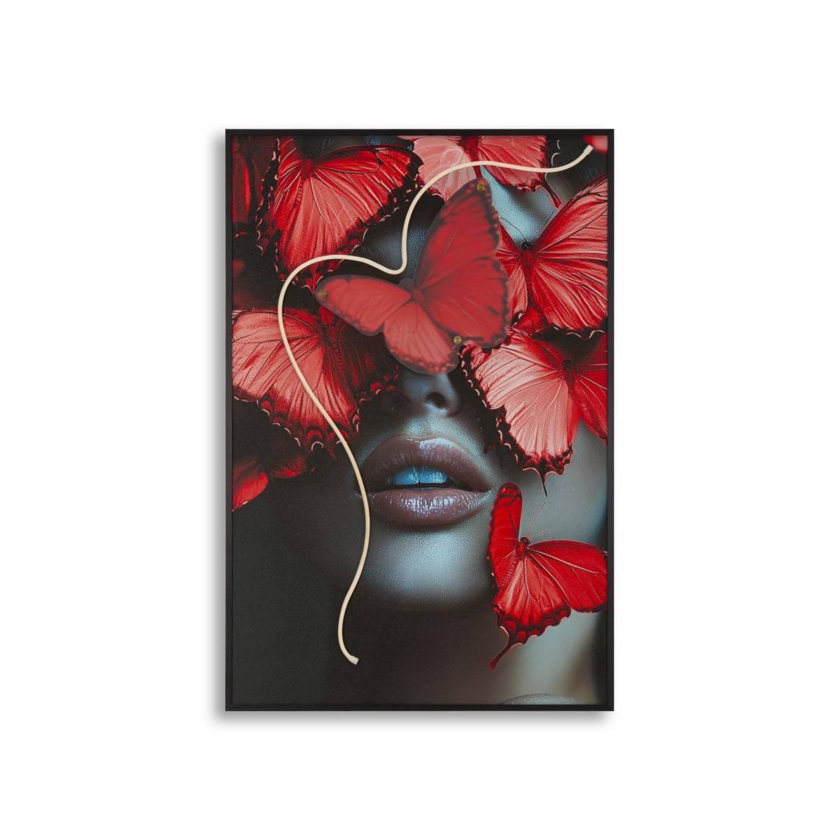 Stampa c/led su tela butterflies cm 60x3,5x90 (applicazione 3d acrilico)