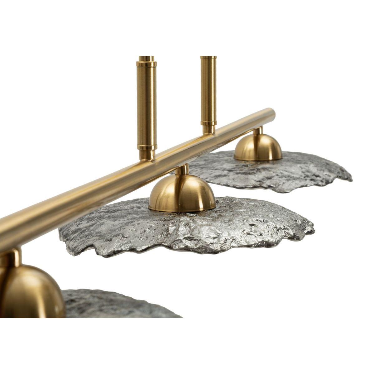 Lampadario emily 3 luci vetro grigio cm 100x24x18