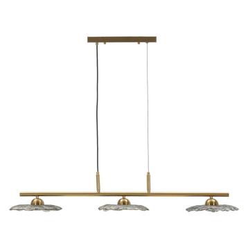 Lampadario emily 3 luci vetro grigio cm 100x24x18