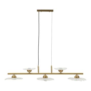 Lampadario emily 5 luci vetro trasparente cm 100x24x18