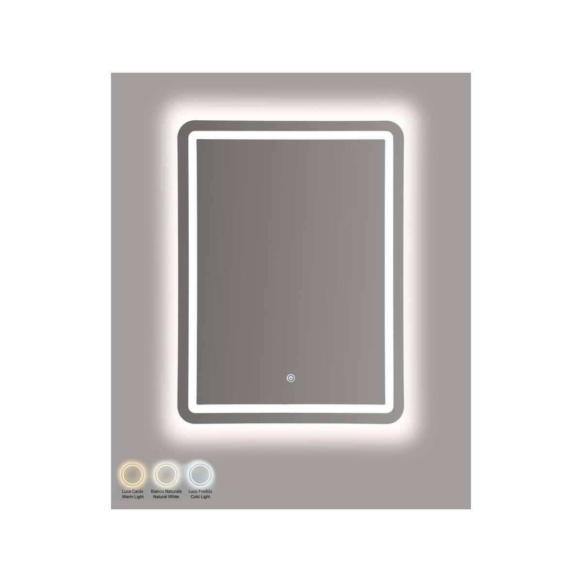 Specchio da muro led simple rett. cm 60x3,5x80 (3 tonalita' di luce)