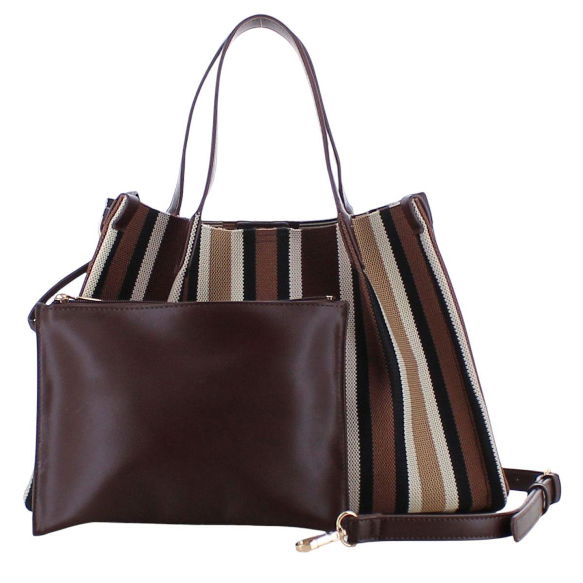 Borsa a spalla con pochette donna motivo a righe Marina Galanti