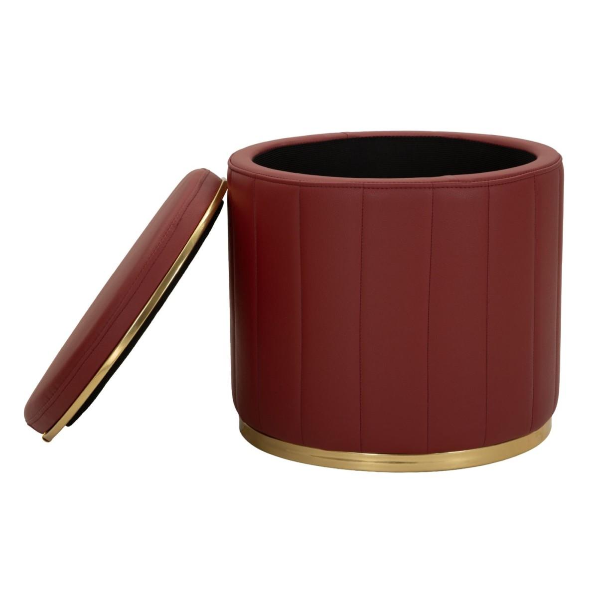 Puff c/contenitore london  rosso cm Ø 46,5x44