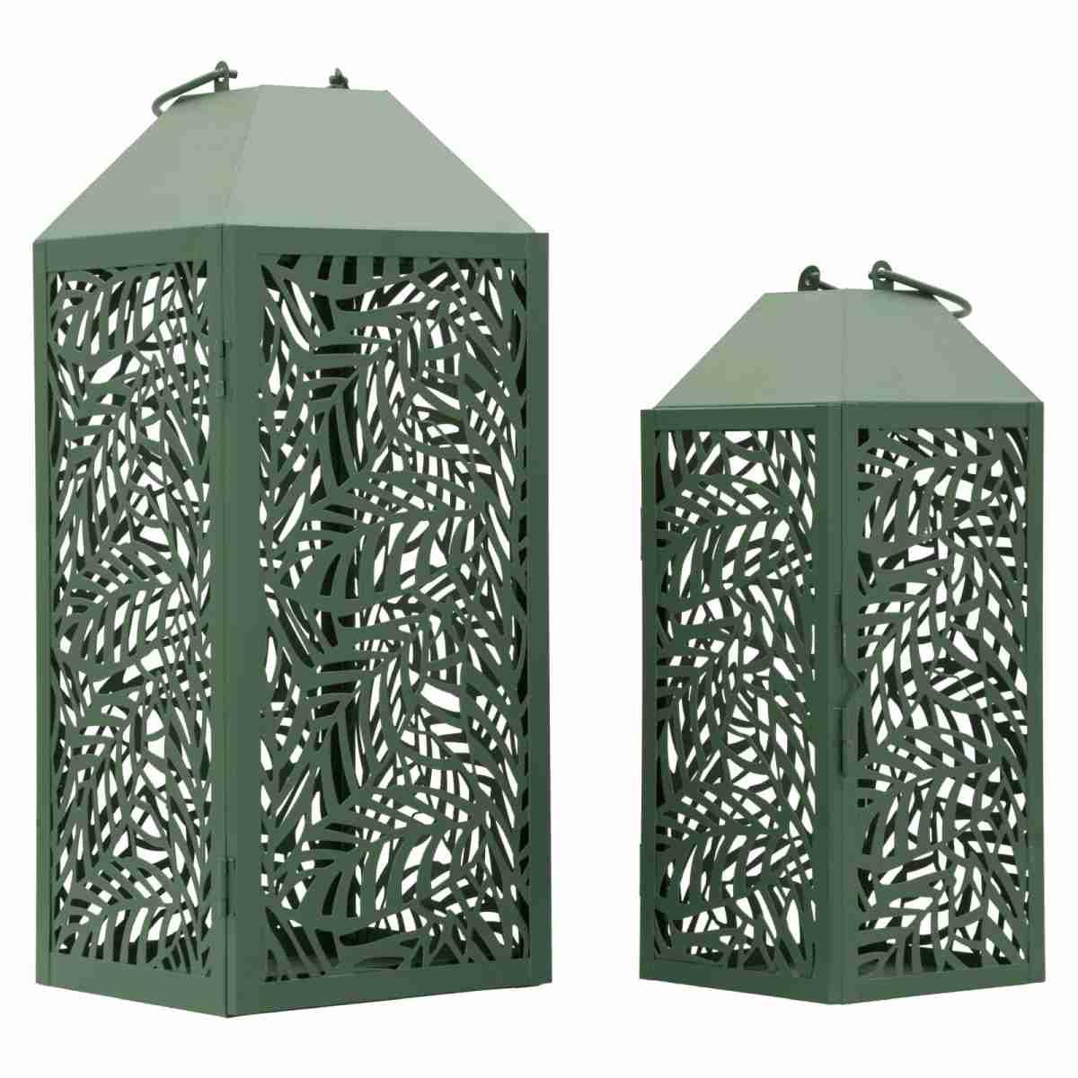 Lanterne carving coppia cm 17,8x17,8x44-13,8x13,8x34<br>