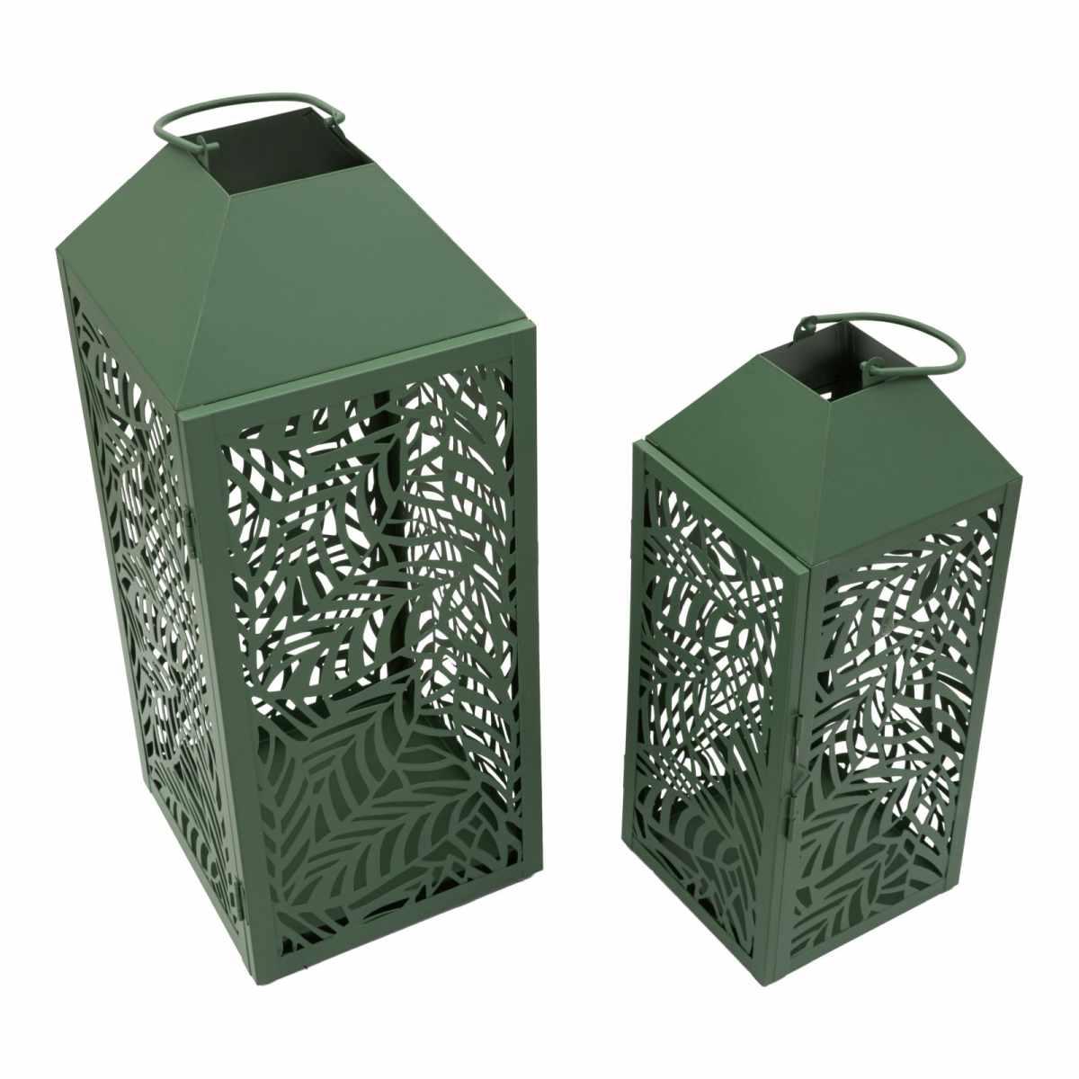 Lanterne carving coppia cm 17,8x17,8x44-13,8x13,8x34<br>